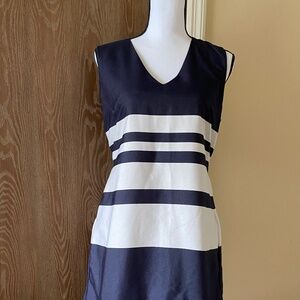 OLD NAVY Blue & White Striped V Neck Dress Pockets Size Medium